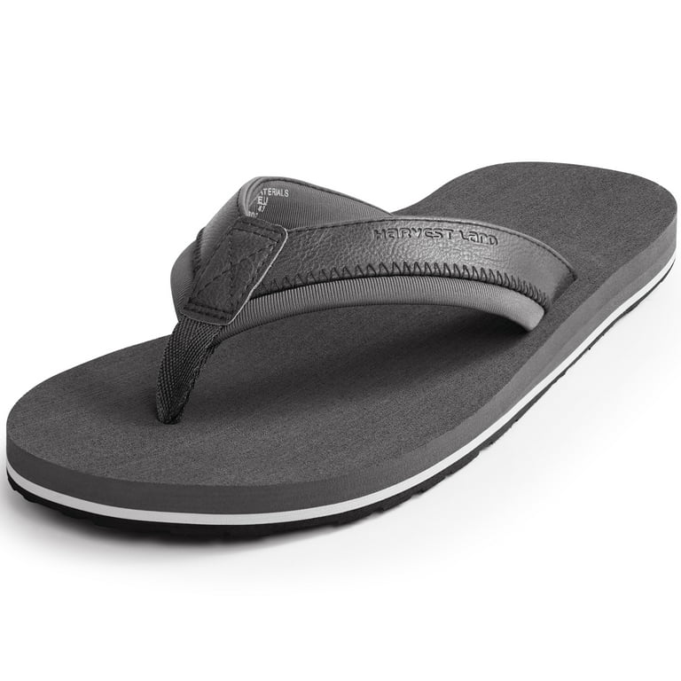 Harvest Land Comfortable Flip Flops for Men Arch Support Thong Sandals Non Slip Summer Beach Shoes Gray Size 12 Males