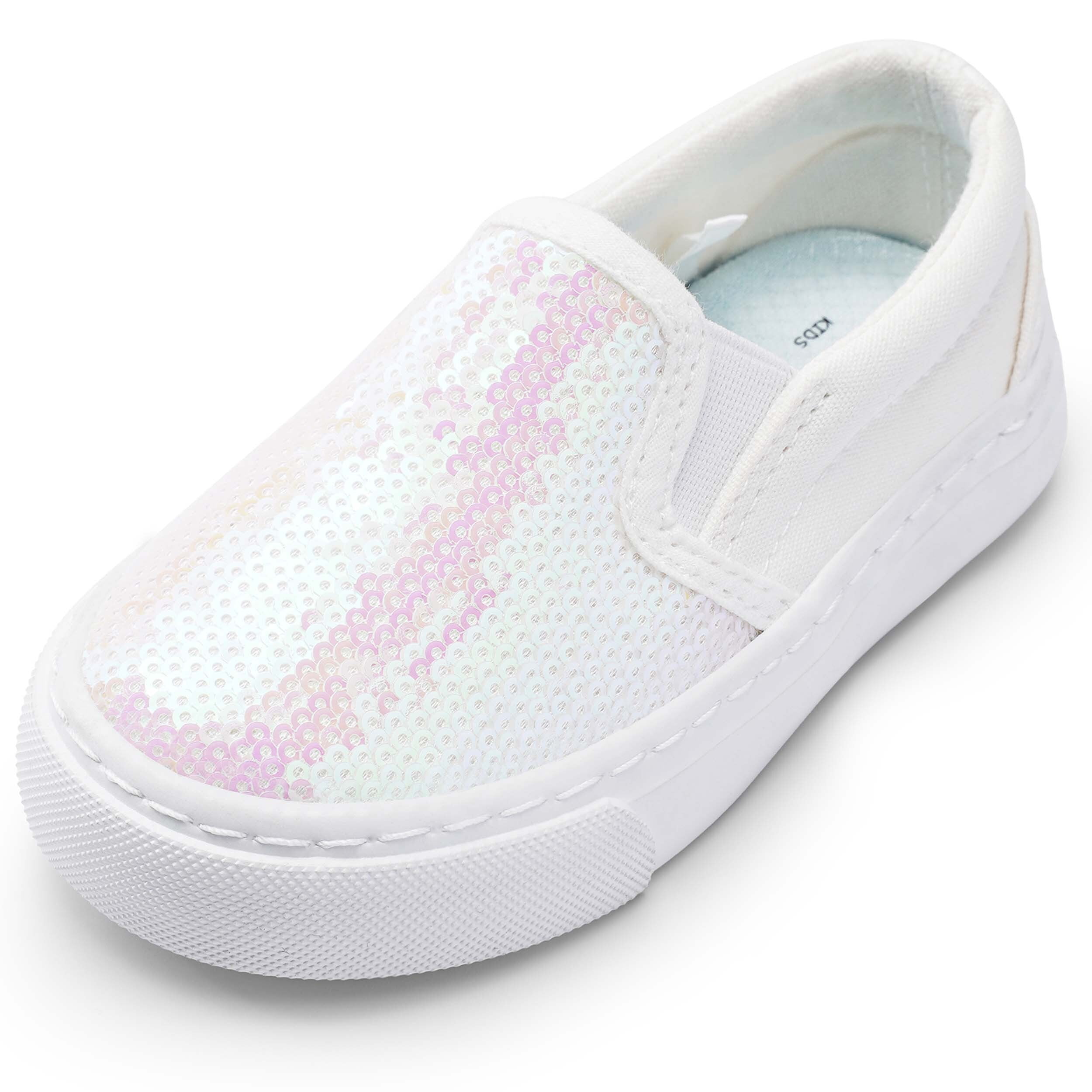 Harvest Land Toddler Girls Canvas Shoes Slip on Loafer Shoes Sparkle