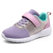 Harvest Land Toddler Girls Glitter Sneakers Sparkle Fashion Tennis Breathable Running Shoes Size 6-12