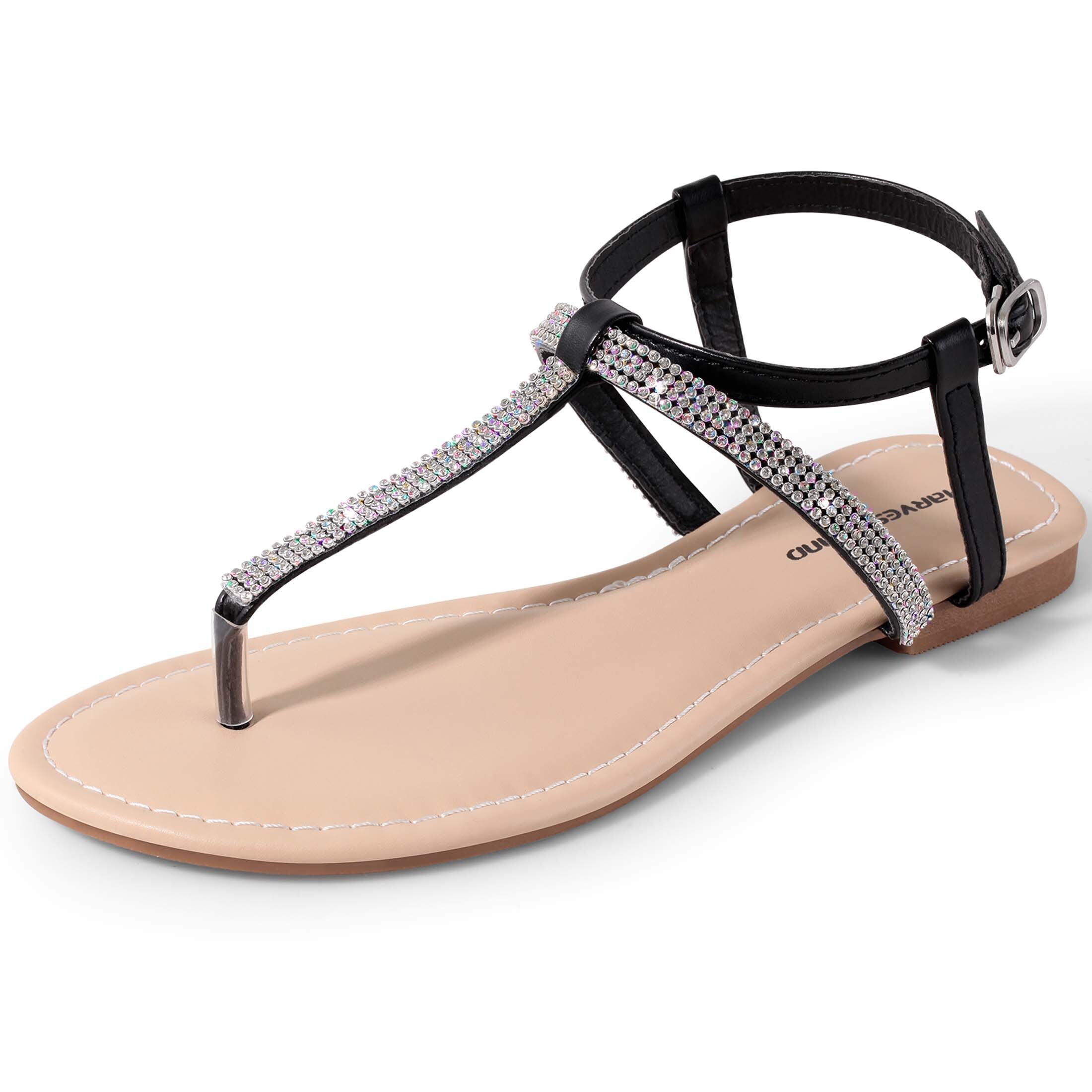 Avamo Lightweight Sandals TStrap Wedge Sandal for Women Back Zipper