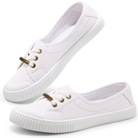 Harvest Land Women's Low Top Canvas Shoes Fashion Flat Slip on Shoes Casual Walking Sneakers