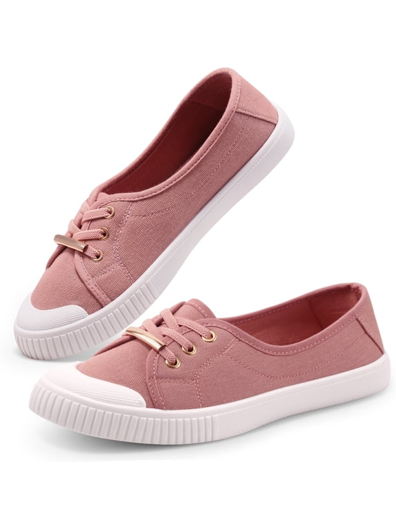 Slip-On Canvas Shoes for Women-Fashion Low-Top Flat Loafers with CloudFoam Insole