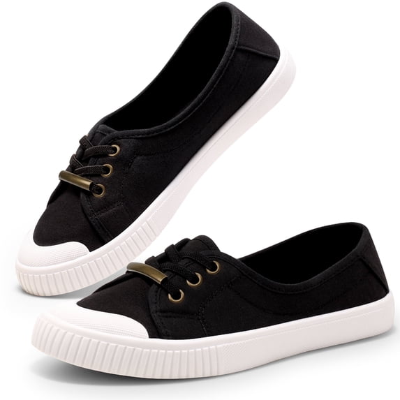 HARVEST LAND Slip-On Canvas Shoes for Women-Fashion Low-Top Flat Loafers with CloudFoam Insole