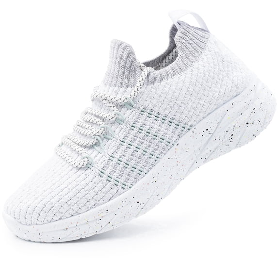 HARVEST LAND Womens Lightweight Walking Shoes Comfortable Wide Lace-up Tennis Sneakers White Size 8