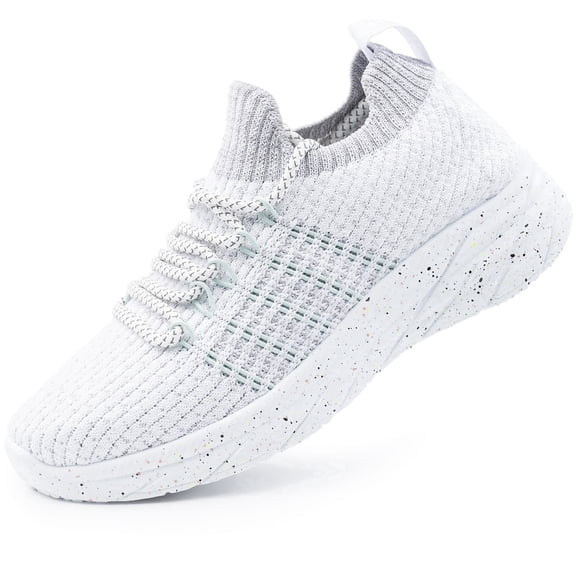HARVEST LAND Womens Lightweight Walking Shoes Comfortable Wide Lace-up Tennis Sneakers White Size 8
