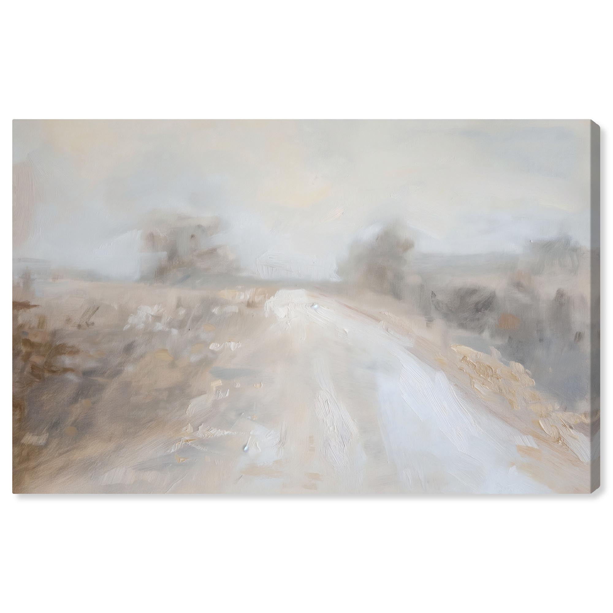 Harvest Lane Beige and Gray Canvas Landscape Art, 15" x 10"