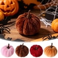 thumbnail image 1 of Harvest Mini Velvet Pumpkins, Plush Autumn Tabletop Accents, Rich Jewel Toned Fall Decor, Sophisticated Thanksgiving Centerpiece for Shelf, Console, Buffet, Home Holiday Staging, Harvest, Brown,Brown, 1 of 9