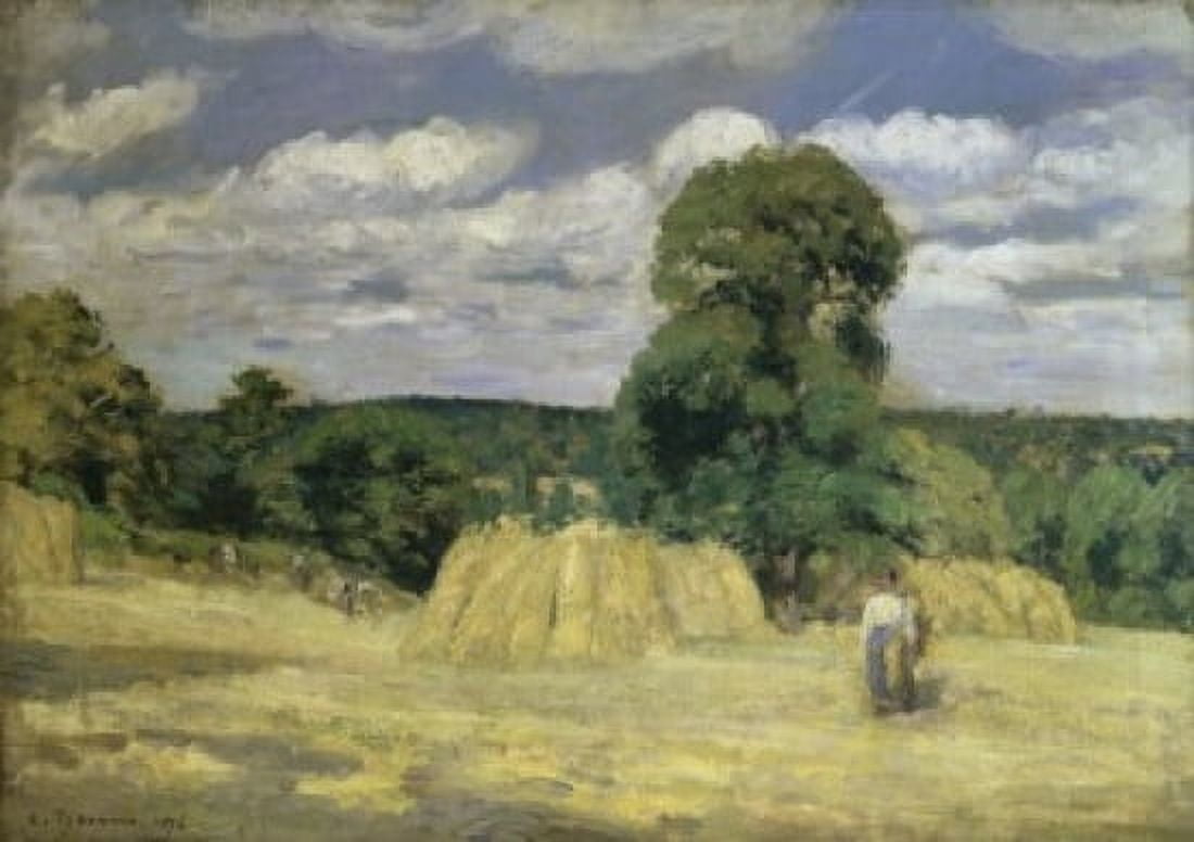 The Harvest at Montfoucault (La Moisson a Montfoucault) 1876 Camille Pissarro (1830-1903French) Musee dOrsay Paris Canvas Art - Camille Pissarro (18 x 24)