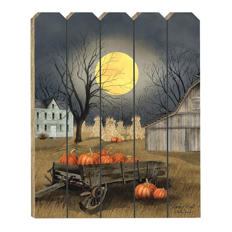 Harvest Moon By Billy Jacobs Printed on Wooden Picket Fence Wall Art ...