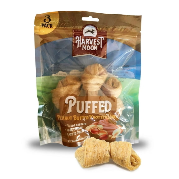 Harvest Moon- Peanut Butter Puffed Knotted Bone 3 CT