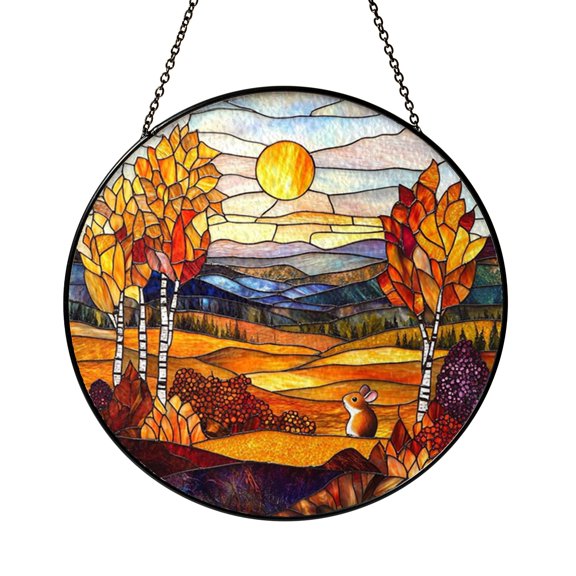Harvest Moon Rabbit Suncatcher Hanging Ornament Present Gift Glass