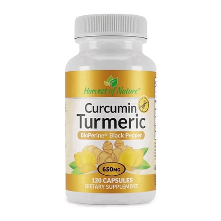 Harvest of Nature Curcumin Turmeric Capsules 650 Mg Gluten-Free 120 Capsules