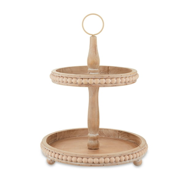 Harvest Natural Wooden Tiered Tray Decoration, 16 in, by Way To