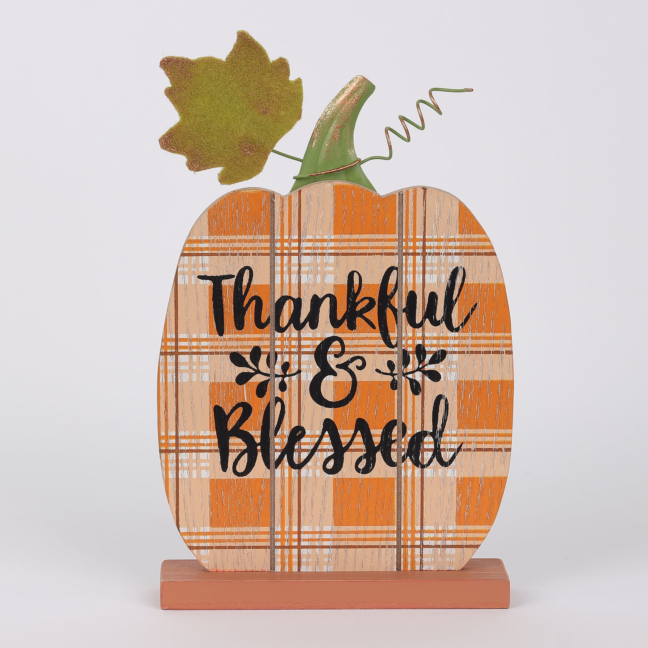 Harvest Orange Wood Pumpkin Table Decoration, 8.5 in, by Way To ...