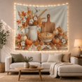 thumbnail image 1 of Harvest Pie Among Pumpkins and Wheat, Cozy Farmhouse for Food Lovers, Autumn Kitchen Wall Art, Thanksgiving Hostess Gift, Tapestry Wall Hanging for Kitchen and Dining Room, 1 of 7