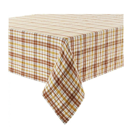 Harvest Plaid Fall Tablecloth Multi-color Brown Gold Gray Liberty (60 x 144 Rectangle)