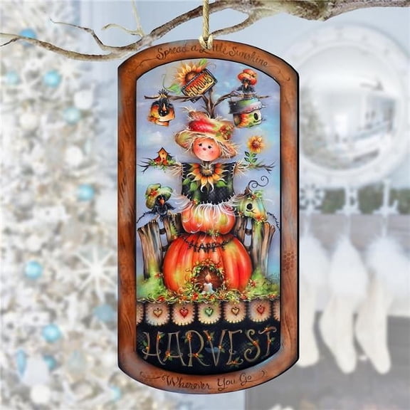 Harvest Pumpkin Scarecrow Wooden Ornaments by Jamie Mills-Price Thanksgiving Decor - 8611075-MP