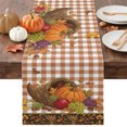 thumbnail image 1 of Harvest Pumpkins Fall Table Runner - 108 Inch Long Maple Thanksgiving Orange Checked Cotton and Linen Blended Dress Scarves Farmhouse Table Runner for Kitchen Dining, Coffee Table, 13" x 108", 1 of 8