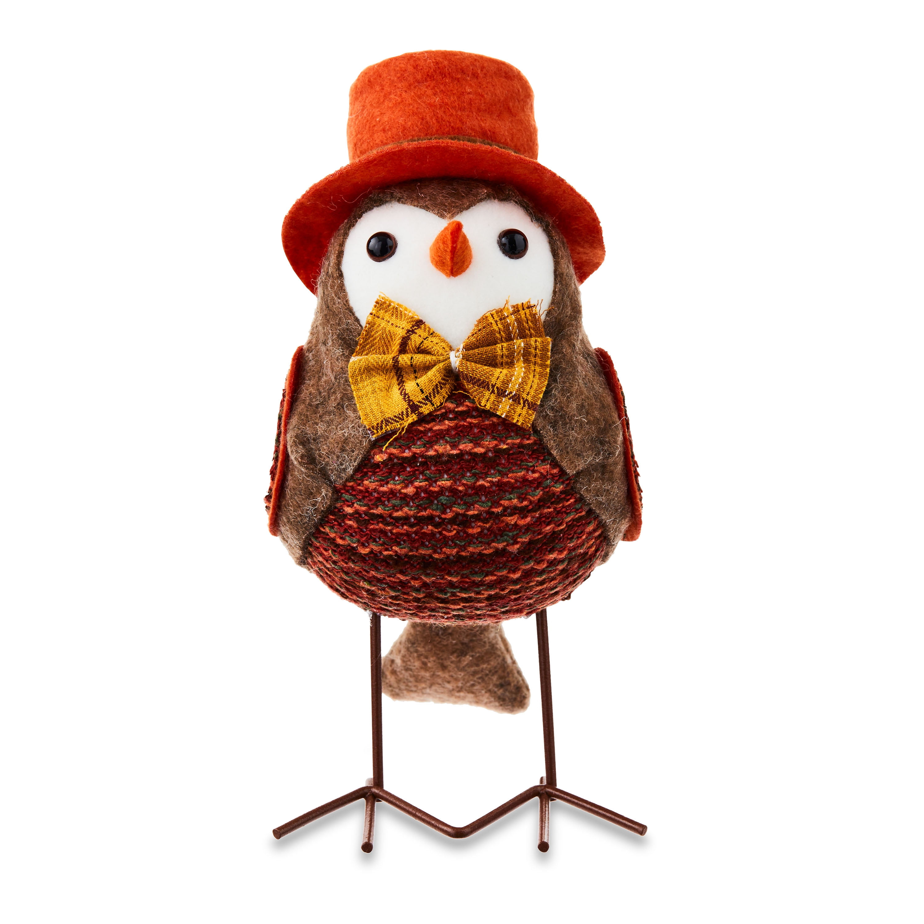 Harvest Red Hat Fabric Bird Harvest Tabletop Decoration, 7 in, by Way