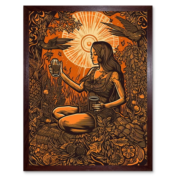 Harvest Ritual Libations Modern Pagan Illustration Art Print Framed Poster Wall Decor 12x16 inch