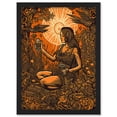 thumbnail image 1 of Harvest Ritual Libations Modern Pagan Illustration Artwork Framed Wall Art Print A4, 1 of 4