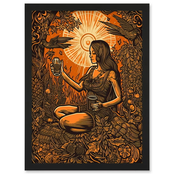 Harvest Ritual Libations Modern Pagan Illustration Artwork Framed Wall Art Print A4