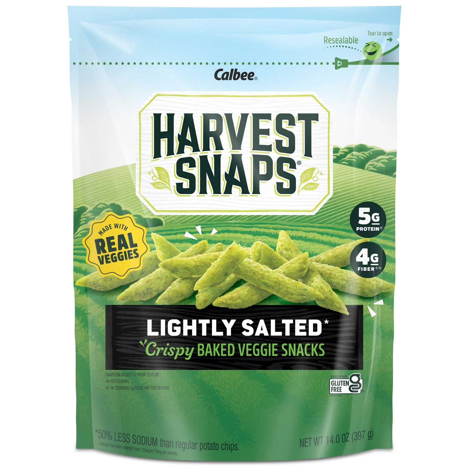 String Pea Snacks Harvest Snaps Baked Green Pea Snacks 14 oz. - Walmart.com