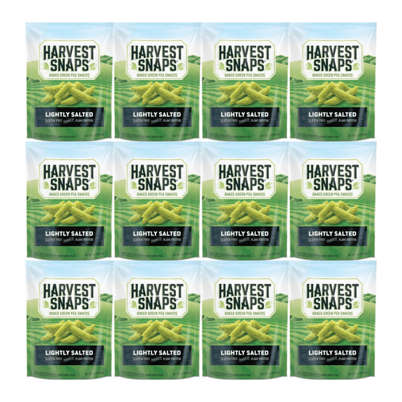 Harvest Snaps Baked Green Pea Snacks Lightly Salted 3.3 oz | 12 Count Multipack | Gluten Free, Plant-Based Protein, Non-GMO, Healthy Crunchy Snack