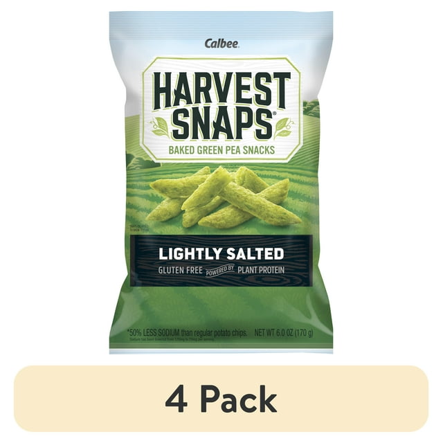 (4 pack) Harvest Snaps Baked Green Pea Snacks, Lightly Salted Gluten