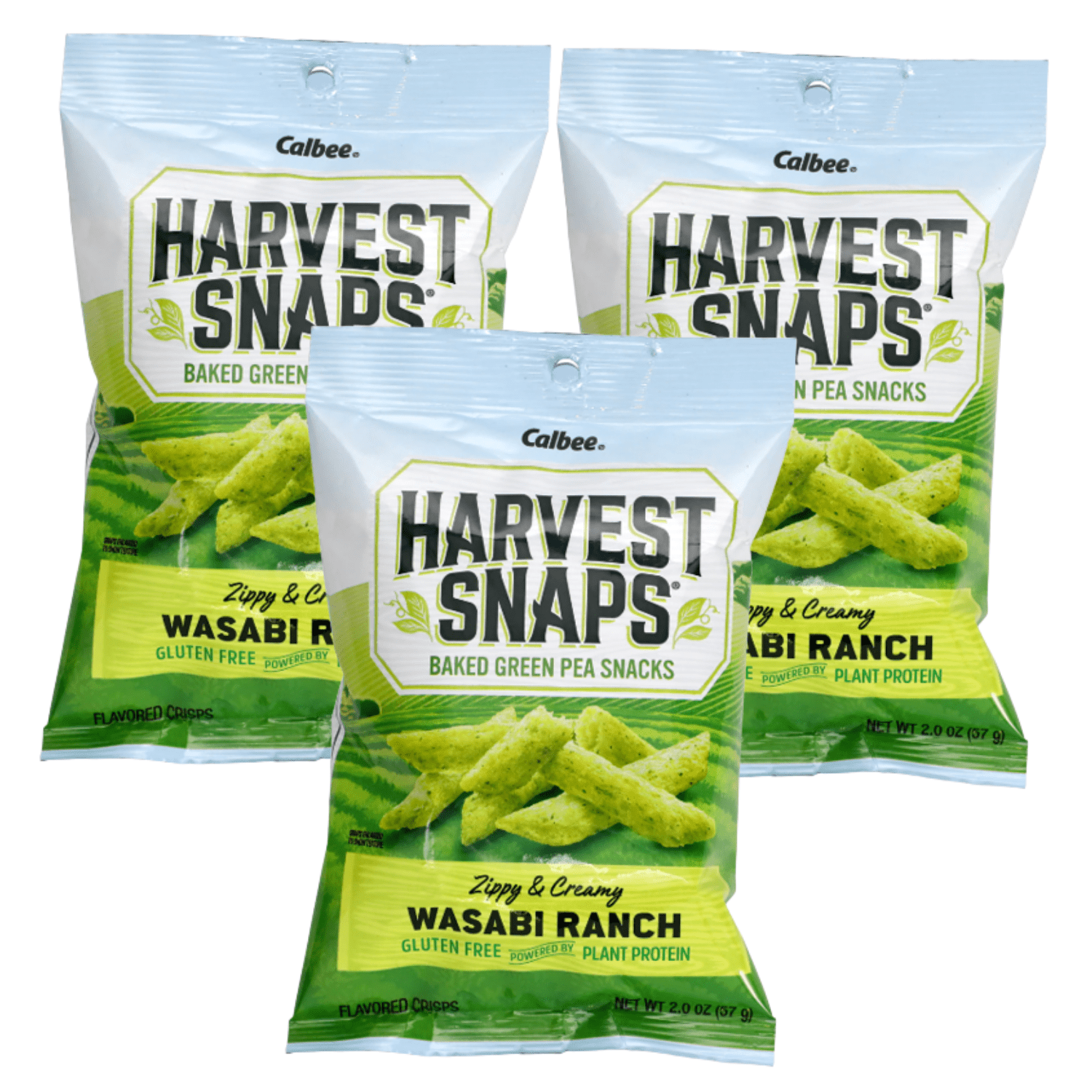 Harvest Snaps Baked Green Pea Snacks Zippy and Creamy Wasabi Ranch Gluten Free Plant Protein Flavored Crisp Party Snack Gifts on Birthdays