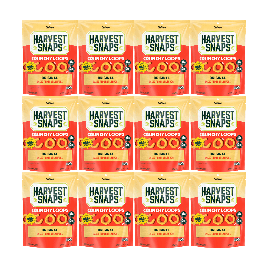 Harvest Snaps Baked Red Lentil Veggie Chips Original  Flavor – Gluten Free Plant-Based Crunchy Snack, 2.5 oz Bags, 12 Count