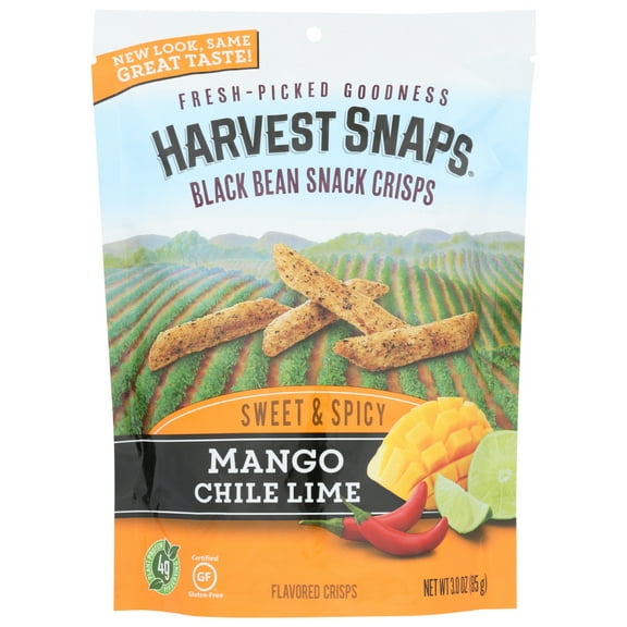 Harvest Snaps Black Bean Crisps, Mango Chili Lime, 3 Oz. Bag