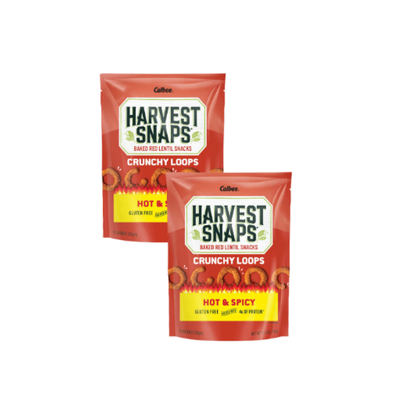 Harvest Snaps Crunchy Loops Hot & Spicy Baked Lentil Snacks, 2.5 oz Bags, 2-Pack Bundle