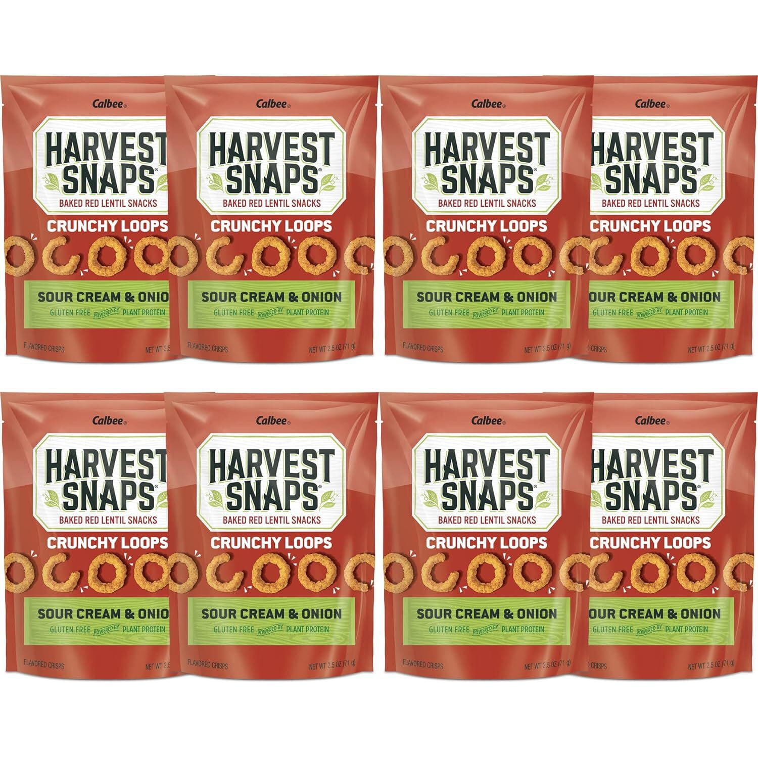 Harvest Snaps Crunchy Loops Sour Cream & Onion 2.5 oz. Bag - 8 Pack