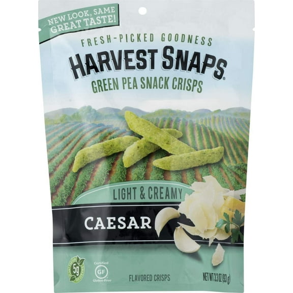 Pack of 12, Harvest Snaps Light & Creamy Green Pea Snack Crisps, 3.3 oz