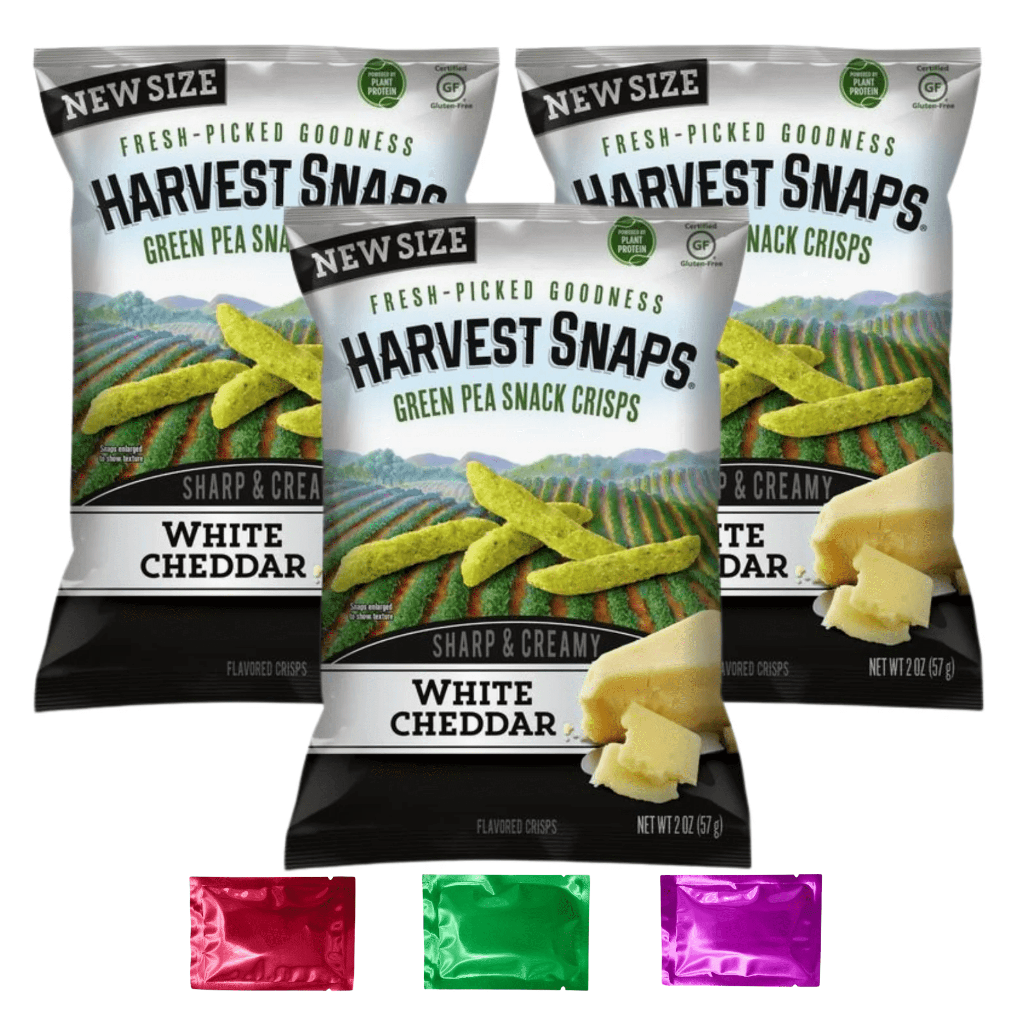 Harvest Snaps Healthy Veggie Snack Crisps, Green Pea & White Cheddar, Baked, GlutenFree, 2oz
