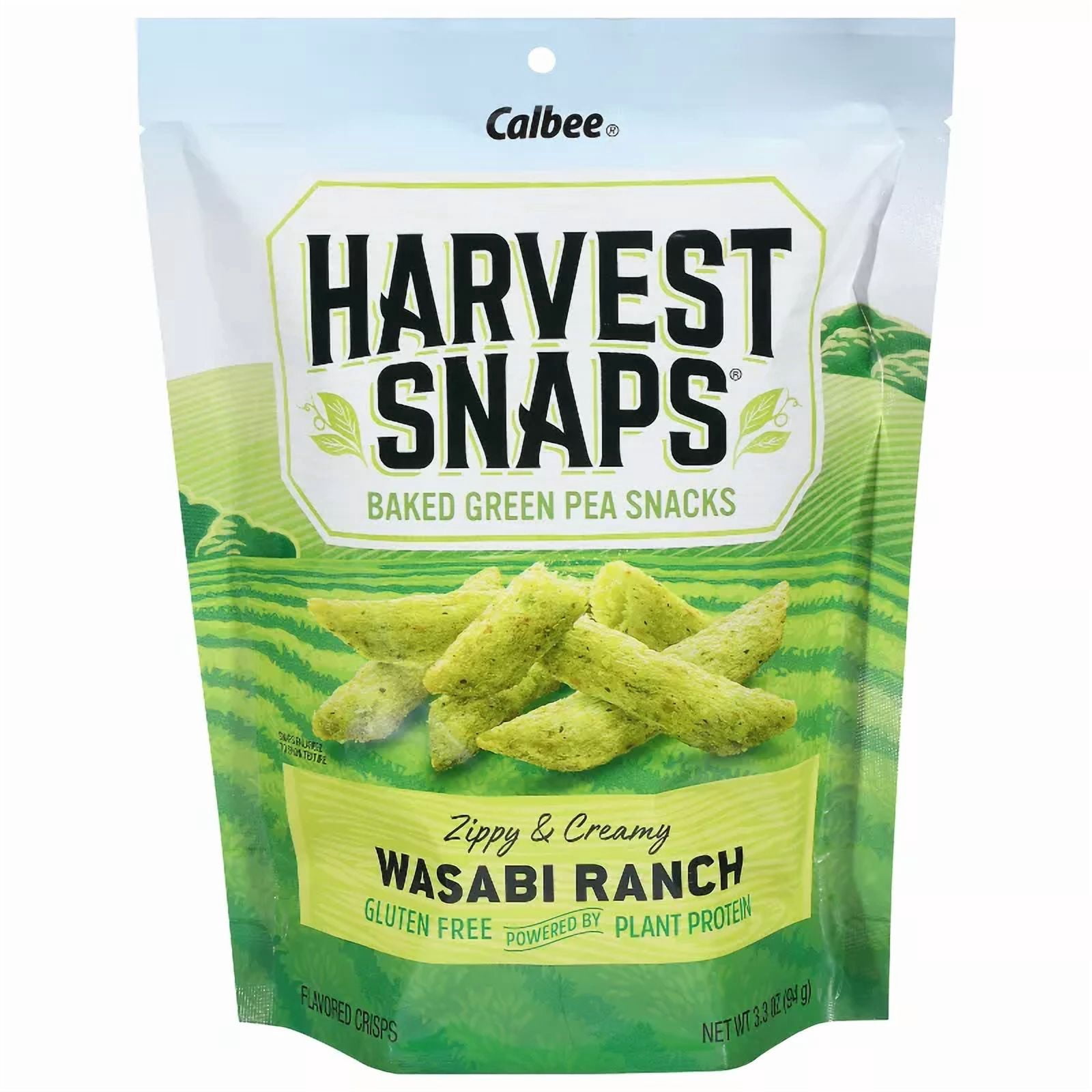 Wasabi Ranch Harvest Snaps Green Pea Snack Crisps Wasabi Ranch 3.3oz (Pack of 6 ...