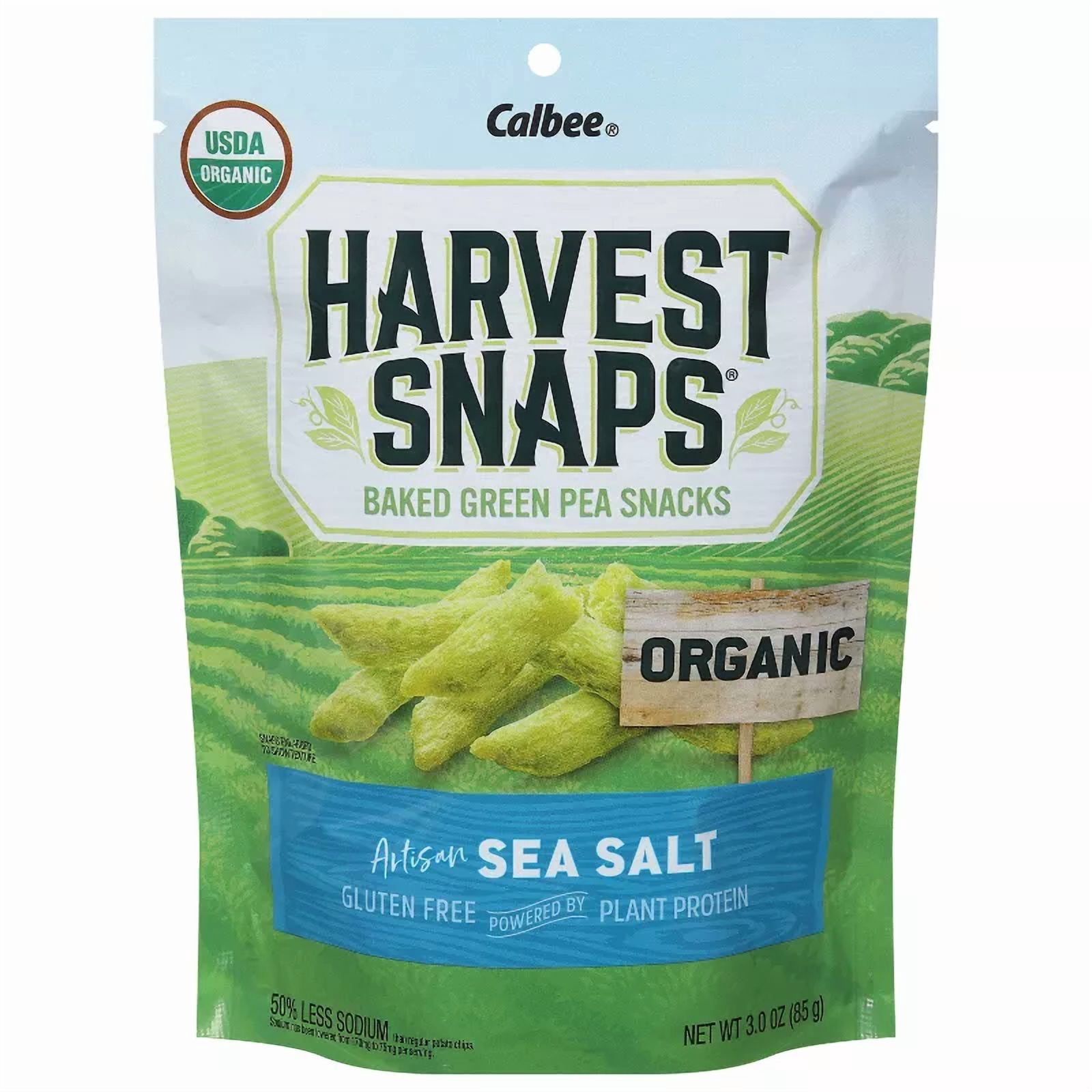 Harvest Snaps Organic Artisan Sea Salt Baked Green Pea Snacks 3oz (Pack of 6)
