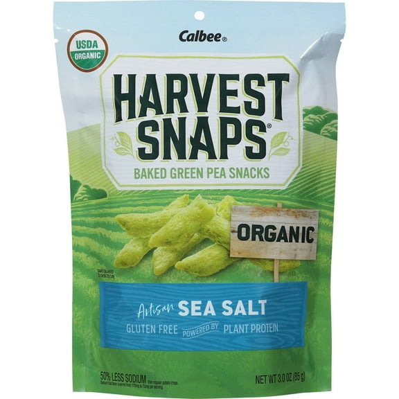 Harvest Snaps  - Organic Seas Salt - Snack Crisps 12-Pack (12 x 3.0 oz Bags)