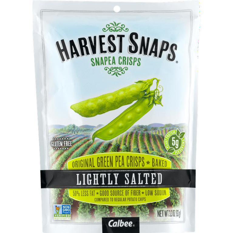 Harvest Snaps Snack Crisps | Lightly Salted | 3.3 oz. Bag, Case of