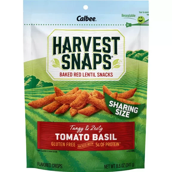 Harvest Snaps Tomato Basil Baked Red Lentil Snacks 8.5oz (Pack of 2)