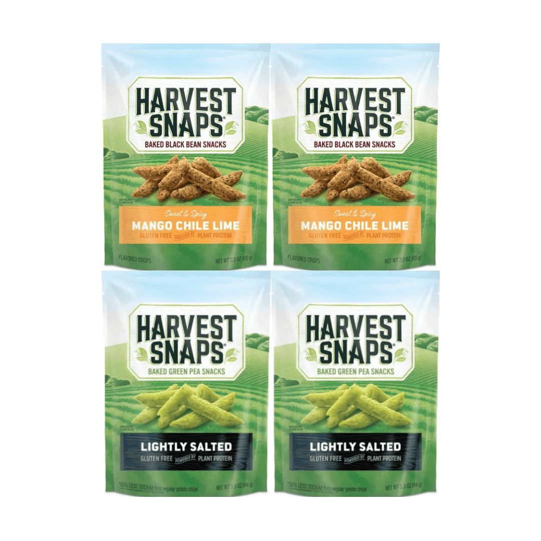 Harvest Snaps Veggie Chips Variety Pack – Mango Chile Lime 3 oz & Lightly Salted 3.3 oz – 2 Each Flavor – 4 Count – Gluten Free, Plant Based Snack