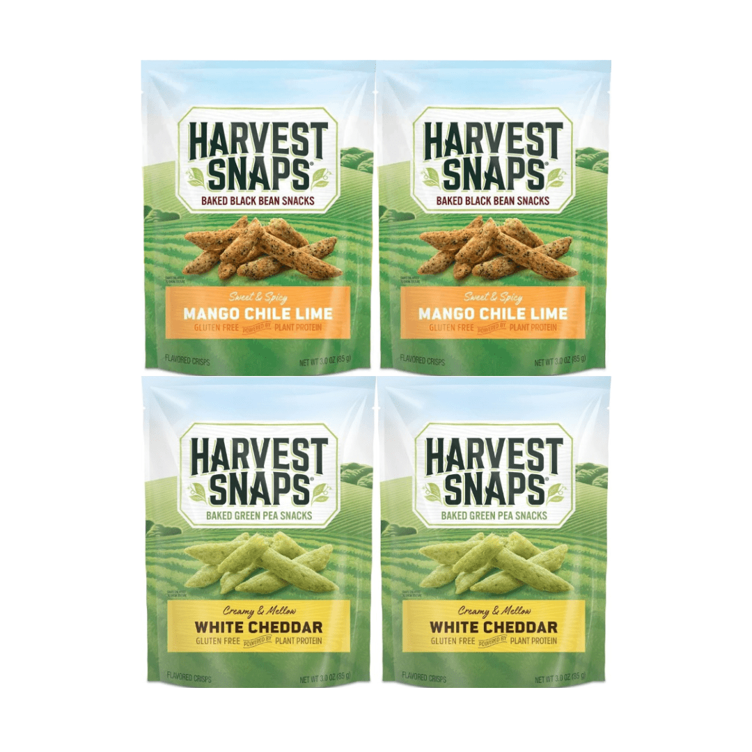 Harvest Snaps Veggie Chips Variety Pack – Mango Chile Lime & White Cheddar – 3oz Bags – 4 Count Multipack – Gluten Free, Plant Based, Crunchy Snack