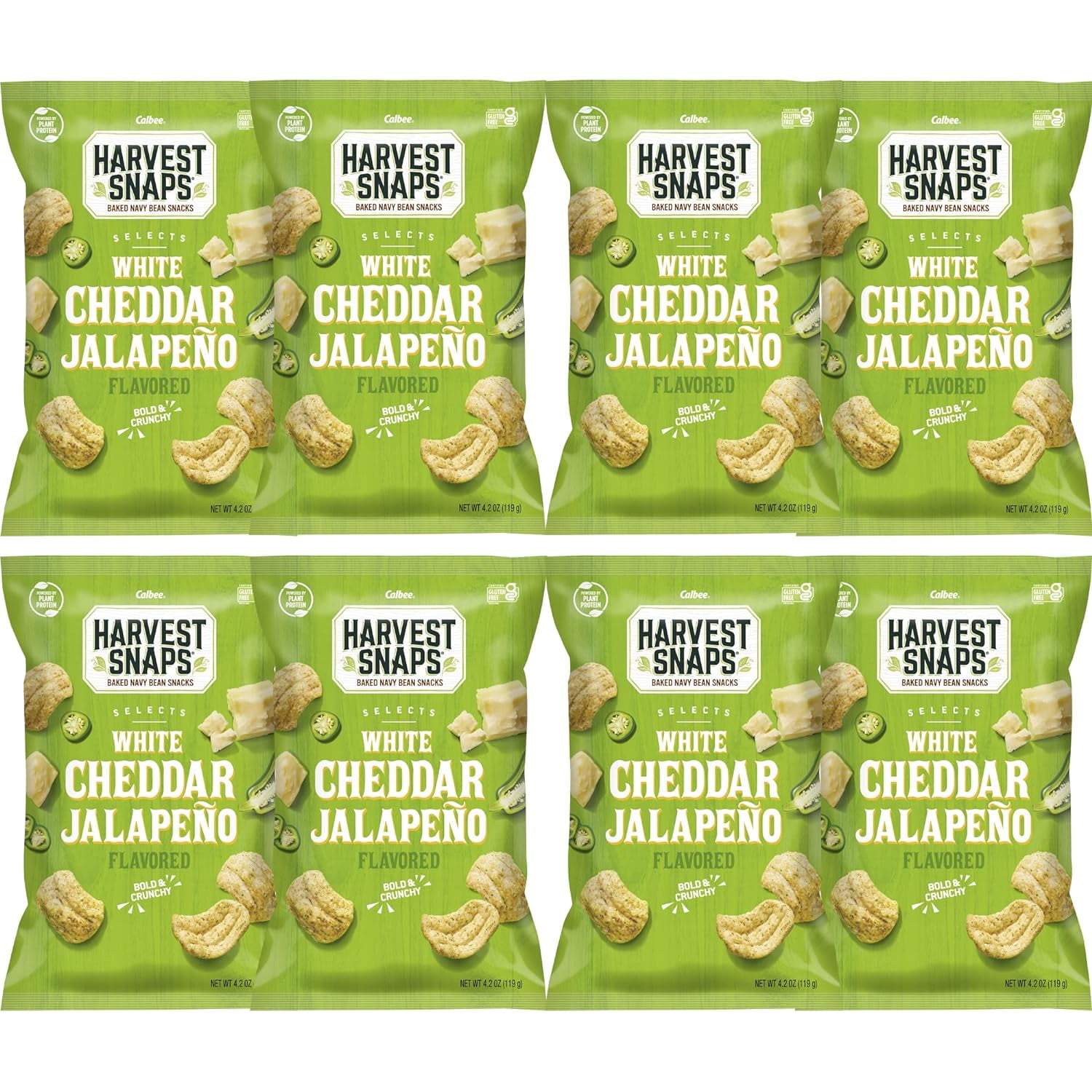 Harvest Snaps Veggie Chips White Cheddar Jalapeno Selects Powered by