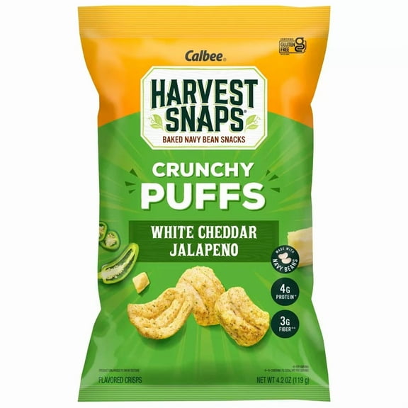 Harvest Snaps White Cheddar Jalapeno Crunchy Puffs 4.2oz (Pack of 4)