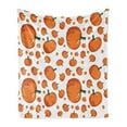 thumbnail image 1 of Harvest Soft Flannel Fleece Throw Blanket, Halloween Inspired Pattern Vivid Cartoon Style Plump Pumpkins Vegetable, Cozy Plush for Indoor and Outdoor Use, 50" x 60", Orange Green White, by Ambesonne, 1 of 6