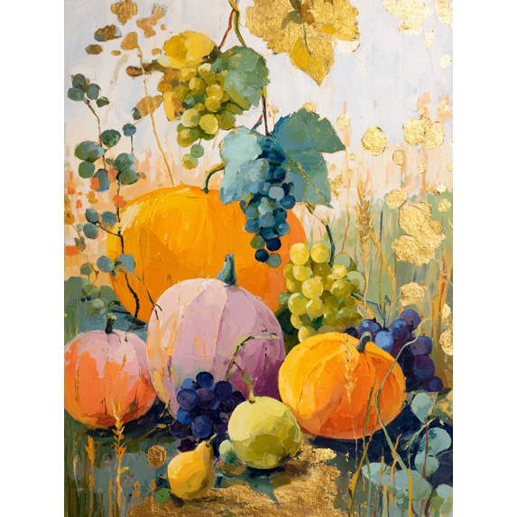 Harvest Still Life Canvas Print, Suitable for Living Room, Kitchen, Dining Room, Entry Hall, Farmhouse, Thanksgiving Decor