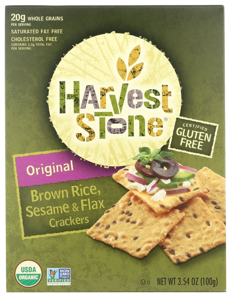 Harvest Stone Crackers, Brown Rice, Sesame Flax, Original