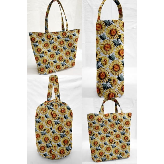 Harvest Sunflowers Reusable Fabric Gift Bags and/or Tote Bags (Drawstring Tote)
