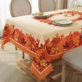 thumbnail image 1 of Harvest Tablecloth Rectangle 60 x 84 Inch Pumpkin Tablecloths with Maple Leave Pattern Spillproof Anti-Wrinkle Durable Polyester Table Cover for Fall Thanksgiving Party Tabletop, 1 of 6